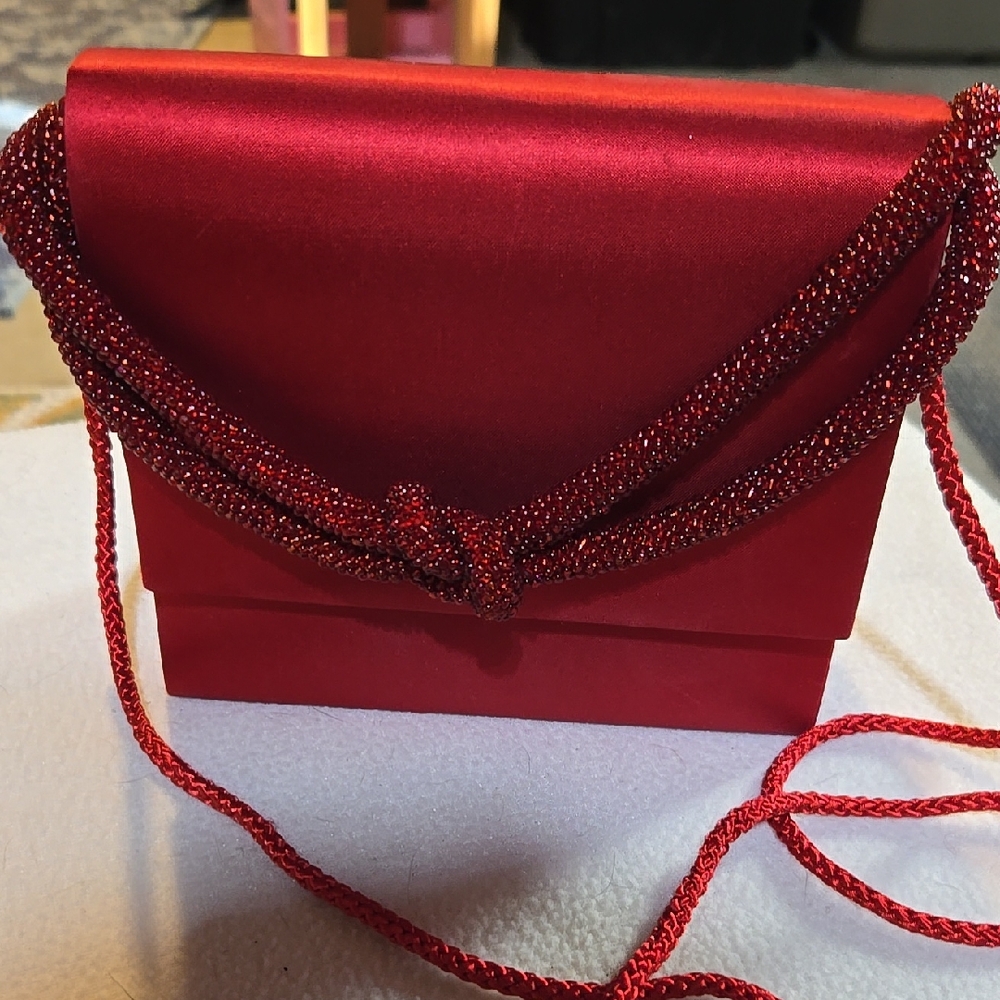 Valerie Stevens Red Satin Clutch